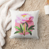 Pink Peony Dot Mosaic Flower クッション (ブランケット)