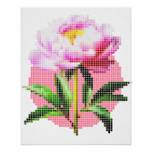 Pink Peony Dot Mosaic Flower ポスター (正面)
