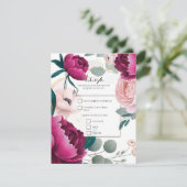Pink Peony Eucalyptus Garden Floral Glam R.S.V.P. 招待状 (スタンド正面)