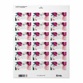 Pink Peony Eucalyptus Garden Floral Glam Wedding  ラベル (フルシート)