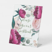 Pink Peony Eucalyptus Garden Floral Glam Wedding  台座サイン (正面)