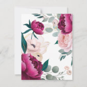 Pink Peony Eucalyptus Garden Floral Glam Wedding  招待状 (裏面)