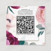 Pink Peony Eucalyptus Garden Floral Wedding Detail スクエア名刺 (裏面)