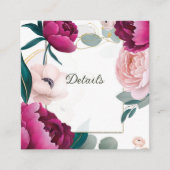 Pink Peony Eucalyptus Garden Floral Wedding Detail スクエア名刺 (正面)