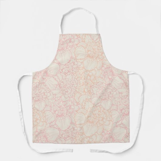 Pink Peony Floral Pattern エプロン (正面)