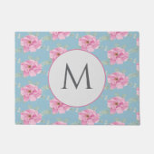 Pink Peony Floral Pattern  ドアマット (正面)