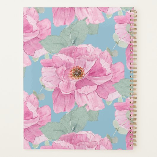 Pink Peony Floral Pattern  プランナー手帳 (裏面)