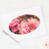 Pink  Peony Flower 楕円形シール (封筒)