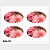 Pink  Peony Flower 楕円形シール (シート)