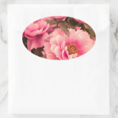 Pink  Peony Flower 楕円形シール (バッグ)