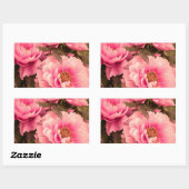 Pink  Peony Flower 長方形シール (シート)