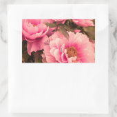 Pink  Peony Flower 長方形シール (バッグ)
