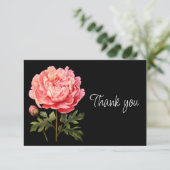 Pink Peony Flower Beautiful Floral Thank you サンキューカード (スタンド正面)