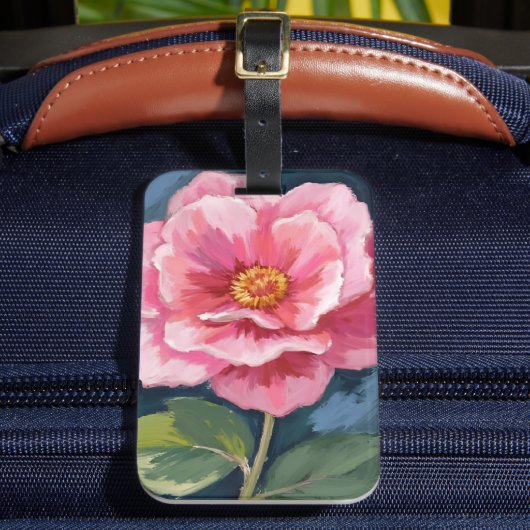 Pink Peony Flower Watercolor Floral ラゲッジタグ (正面インサイチュ2)