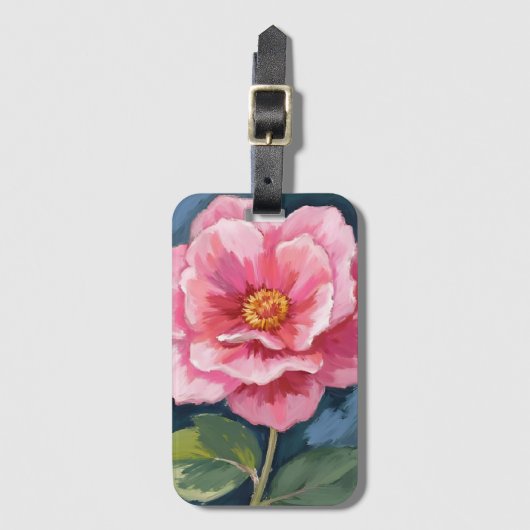 Pink Peony Flower Watercolor Floral ラゲッジタグ (正面縦)