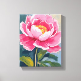 Pink Peony Flower Watercolor Painting キャンバスプリント