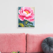 Pink Peony Flower Watercolor Painting キャンバスプリント (インサイチュ (リビング))