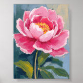 Pink Peony Flower Watercolor Painting ポスター (正面)