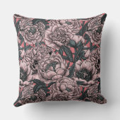 Pink peony flowers and moths クッション (裏面)