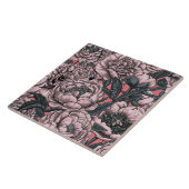 Pink peony flowers and moths タイル (側面)