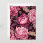 pink peony flowers postcrossing card ポストカード (正面/裏面)