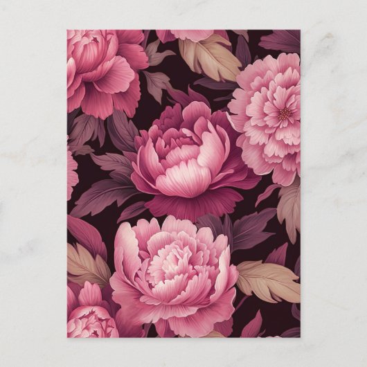 pink peony flowers postcrossing card ポストカード (正面)