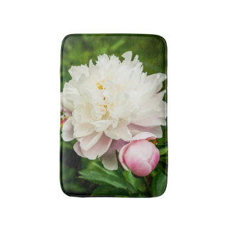 Pink Peony Garden Flowers バスマット