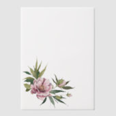 Pink Peony Green Leaves Overlay ベラム紙招待状 (正面)