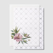 Pink Peony Green Leaves Overlay ベラム紙招待状 (オフセット (招待状))