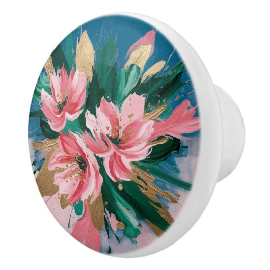 Pink Peony-Inspired Florals with Metallic Gold Tou セラミックノブ (右)