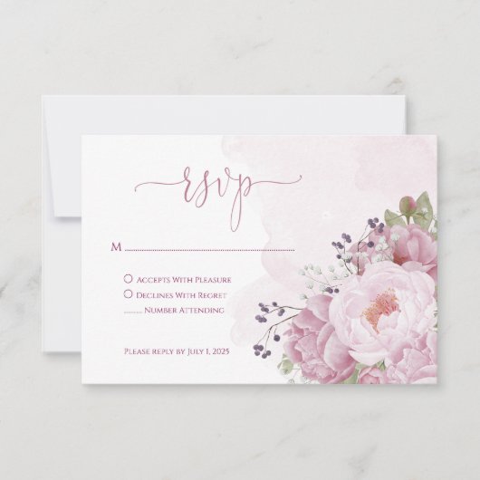 Pink Peony RSVP Cards (正面)