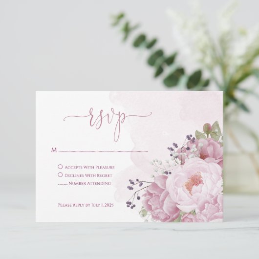 Pink Peony RSVP Cards (スタンド正面)