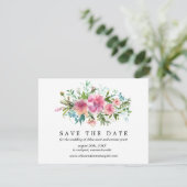 Pink Peony Save the Date Card with Photo Back セーブザデート (スタンド正面)
