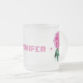 Pink Peony Star Girly Modern Customize Name フロストグラスマグカップ (正面右)