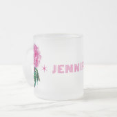 Pink Peony Star Girly Modern Customize Name フロストグラスマグカップ (正面左)