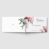 Pink Peony Watercolor Floral Wedding ゲストブック (全面)