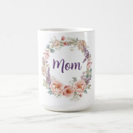 Pink Peony Watercolor Floral Wreath Mother's Day コーヒーマグカップ