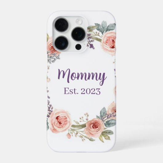 Pink Peony Watercolor Floral Wreath Mother's Day iPhoneケース (裏面)