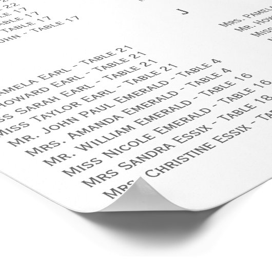 Pink Peony Watercolor Photo Wedding SeatingChart ポスター (角)