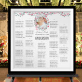 Pink Peony Watercolor Photo Wedding SeatingChart ポスター