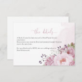 Pink Peony Wedding Details Card エンクロージャーカード (正面/裏面)