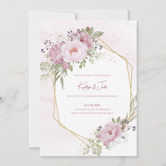 Pink Peony Wedding Invitation 招待状 (正面)