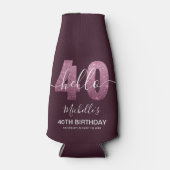 Pink Perfection at 40! Glamorous Modern Birthday ボトルクーラー (正面)