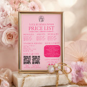 Pink Permanent Jewelry Price List QR code Menu ポスター