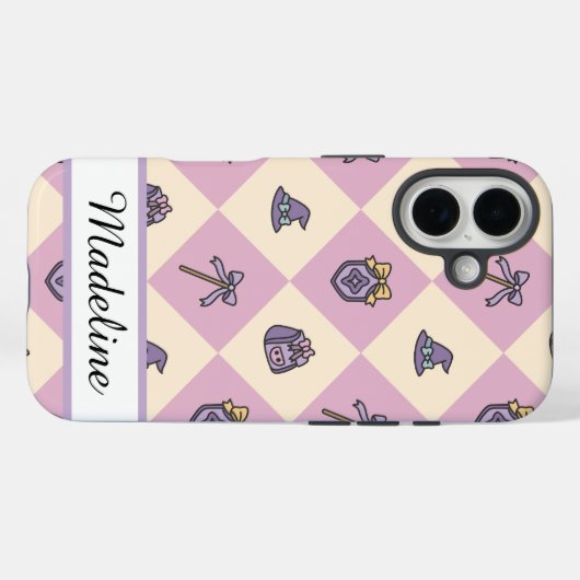 Pink Personalized Girly Checkered Case-Mate iPhoneケース (裏面 (横))