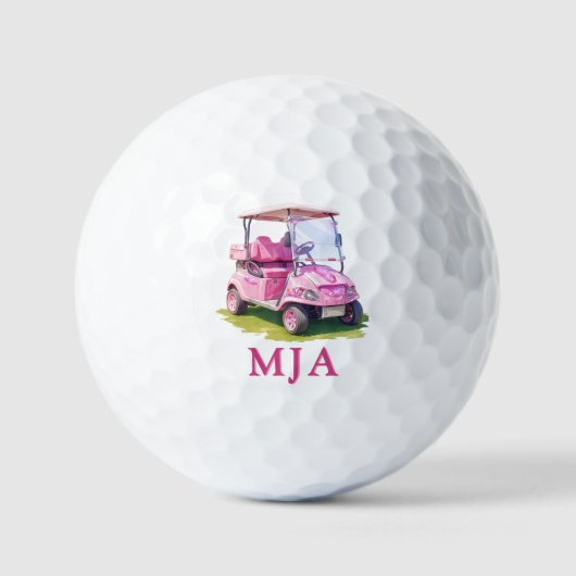 Pink Personalized Golf Cart Custom Monogram  ゴルフボール (正面)