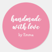 Pink Personalized Handmade with Love Minimalist ラウンドシール (正面)