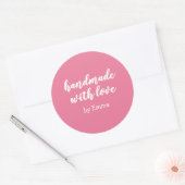 Pink Personalized Handmade with Love Minimalist ラウンドシール (封筒)
