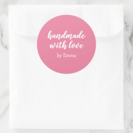 Pink Personalized Handmade with Love Minimalist ラウンドシール
