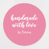 Pink Personalized Handmade with Love Minimalist ラベル (デザイン2)